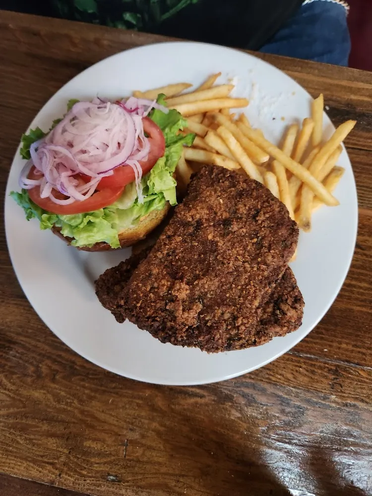 Chicken Fried Steak Sandwich and Fries