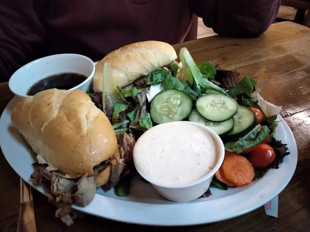 French Dip Sandwich and Salad
